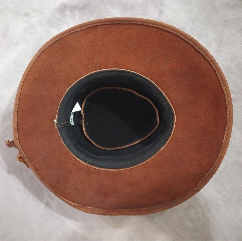Youth Oiled Leather Drover Hat Concho Trim M